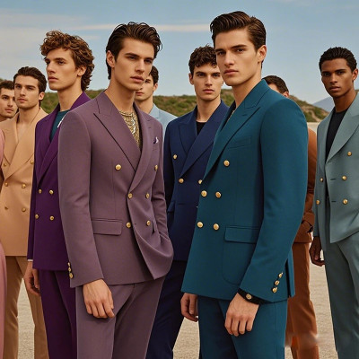 بدلة 2025 (سترة + بنطلون) بدلة زفاف غير رسمية للرج...