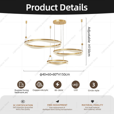 ثريا LED حديثة لغرفة المعيشة ، مصباح قلادة فيلا ،...