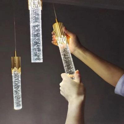 ثريا سقف حديثة طويلة كريستال ليد ، فيلا فاخرة ، غر...