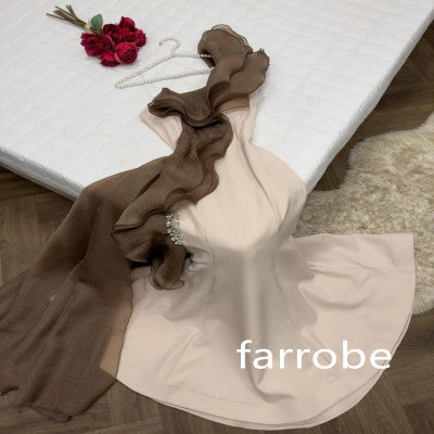 فستان ميدي بكتف واحد ، جيرسي غير رسمي ، فساتين حور...