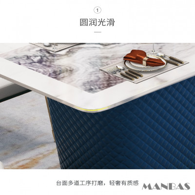 طقم طاولة رخامية مانباس مع 6 كراسي جلدية ، رفع غرف...