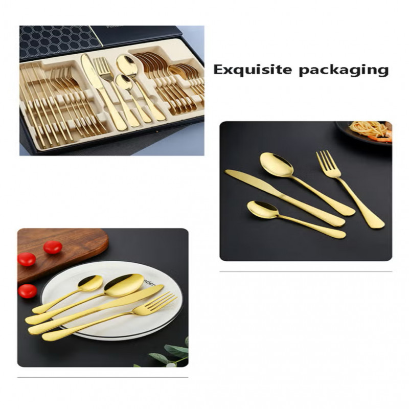 طقم أدوات مائدة من الفولاذ المقاوم للصدأ صديق للبي...