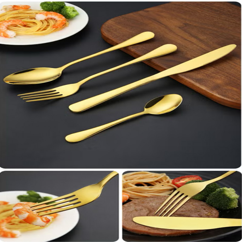 طقم أدوات مائدة من الفولاذ المقاوم للصدأ صديق للبي...