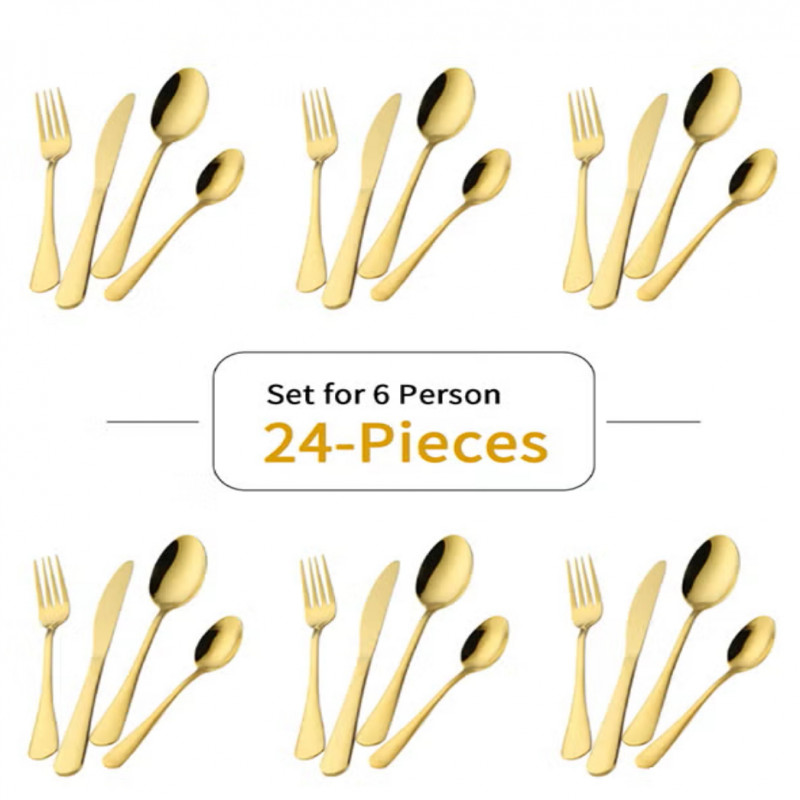 طقم أدوات مائدة من الفولاذ المقاوم للصدأ صديق للبي...