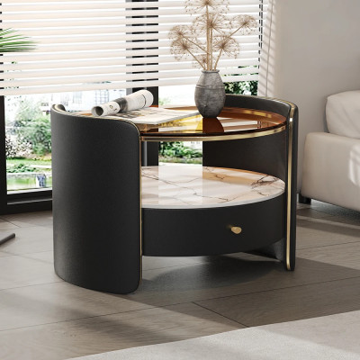 طاولة ليلية فاخرة زجاجية مستديرة