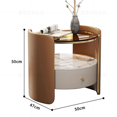 طاولة ليلية فاخرة زجاجية مستديرة