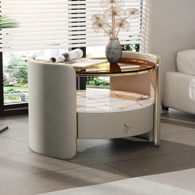 طاولة ليلية فاخرة زجاجية مستديرة