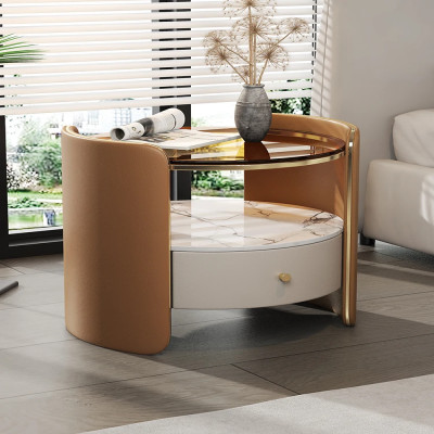 طاولة ليلية فاخرة زجاجية مستديرة