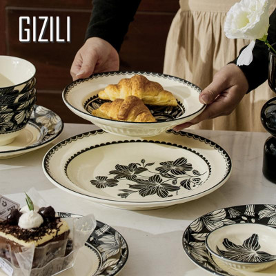 أطقم أطباق طعام سيراميك ، أواني طعام زهور عتيقة ،...