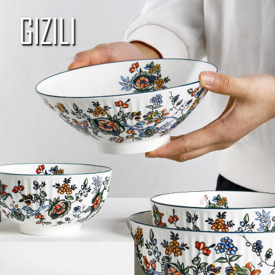 الرجعية طبق سيراميك مجموعة أطباق المنزلية رسمت بال...