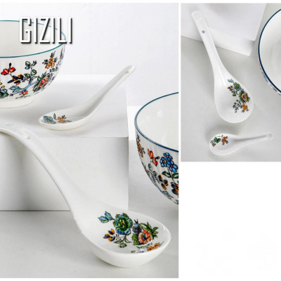 الرجعية طبق سيراميك مجموعة أطباق المنزلية رسمت بال...