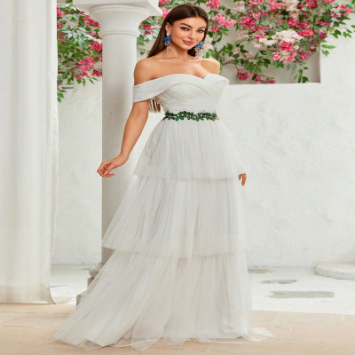 فستان Mgiacy بكتف واحد، مطوي، متقاطع غير منتظم، دا...