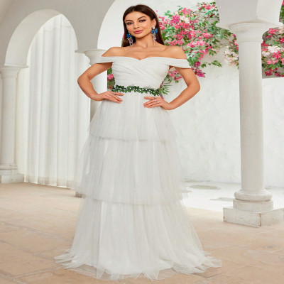 فستان Mgiacy بكتف واحد، مطوي، متقاطع غير منتظم، دا...