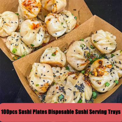 قوارب تقديم خشبية للاستعمال مرة واحدة ، صواني سوشي...