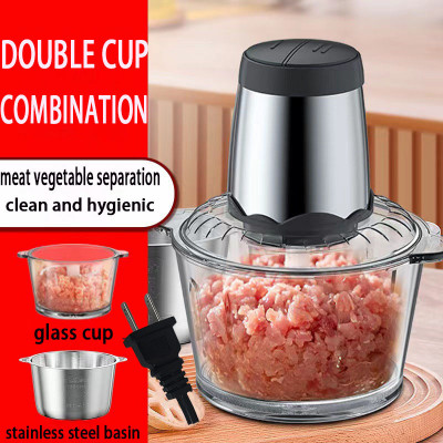 مفرمة لحوم كهربائية 2L للمطبخ المنزلي من الفولاذ ا...