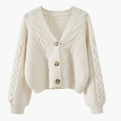 كارديجان نسائي كلاسيكي منسوج برقبة على شكل V ، ستر...