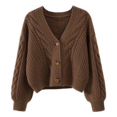 كارديجان نسائي كلاسيكي منسوج برقبة على شكل V ، ستر...