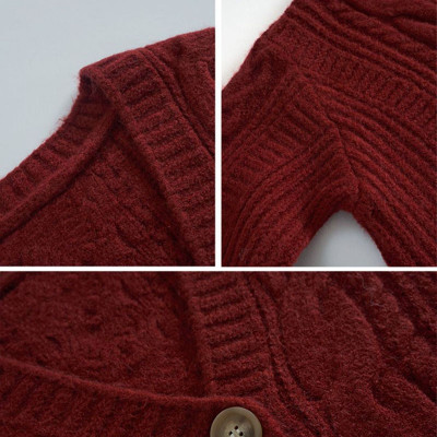 كارديجان نسائي كلاسيكي منسوج برقبة على شكل V ، ستر...