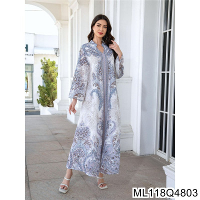 2025 الشرق الأوسط المرأة المسلمة رداء طويل قماش مط...