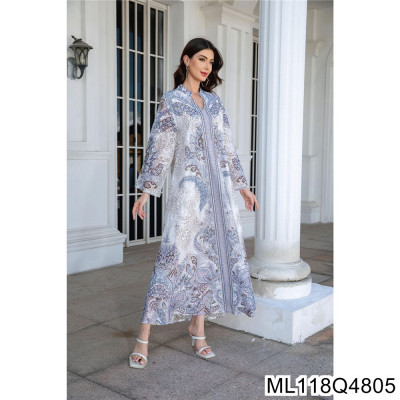 2025 الشرق الأوسط المرأة المسلمة رداء طويل قماش مط...