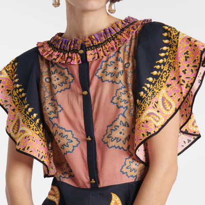 TWOTWINSTYLE Colorblock فضفاض تقسم الدانتيل يصل فس...