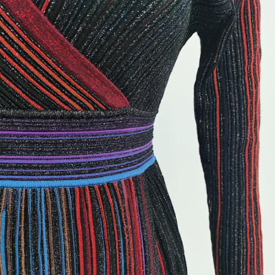 Twotwinstyle فستان مخطط للنساء كم طويل الخامس الرق...