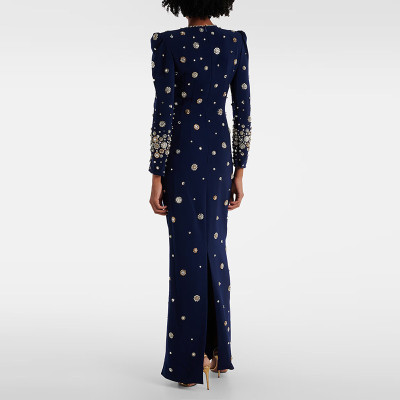 QMQA أزياء المرأة مأدبة فساتين ماكسي مسمار حبة الم...