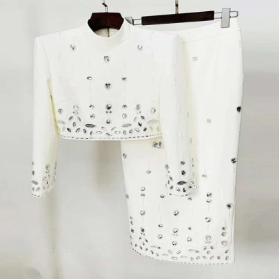 DEAT أنيقة 2 قطعة مجموعة طويلة الأكمام معطف قصير ت...