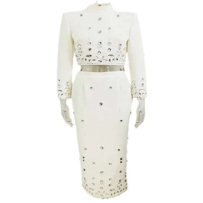 DEAT أنيقة 2 قطعة مجموعة طويلة الأكمام معطف قصير ت...