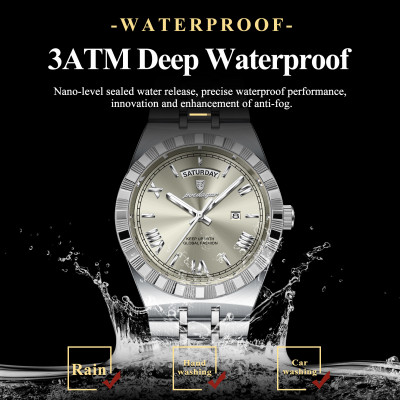 POEDAGAR ساعة يد رجالية عصرية فاخرة تاريخ الأسبوع...