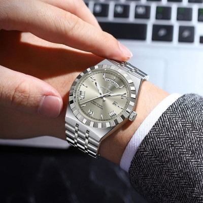 POEDAGAR ساعة يد رجالية عصرية فاخرة تاريخ الأسبوع...