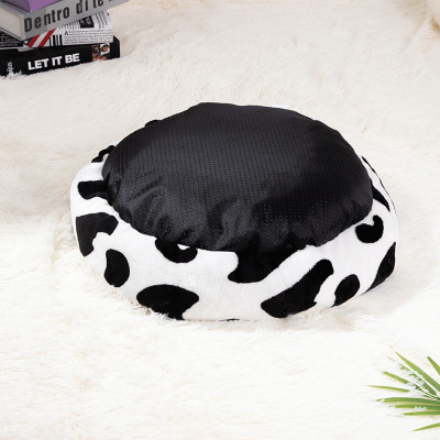 بقرة طباعة مستديرة القطط عش لينة مريحة المضادة للا...