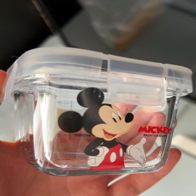 صندوق غداء زجاجي من ديزني-بوروسيليكات بغطاء ، ميكي...