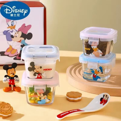 صندوق غداء زجاجي من ديزني-بوروسيليكات بغطاء ، ميكي...
