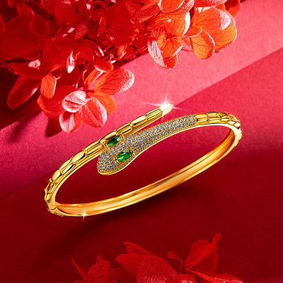 سوار ثعبان مرصع بالذهب من البوتيك AU999 ، طراز عتي...