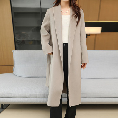 سترة نسائية طويلة سميكة من الكشمير بنسبة 100 على ا...