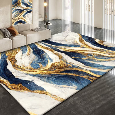 Golden Abstract Marble Stripes Carpets for Living...