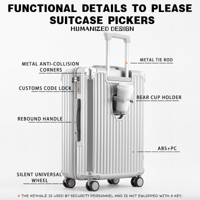 حقيبة سفر بسحاب ABS + PC متعددة الوظائف ذات سعة كب...