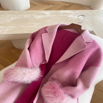 سترة شتوية بأساور من فرو الثعلب الطبيعي الحقيقي لل...