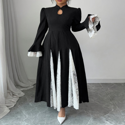 فستان نسائي عباية بأكمام مضيئة دانتيل فساتين حفلات...