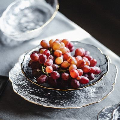 طبق من الزجاج غير النظامية أطباق عشاء أطباق الذهب...