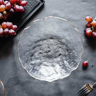 طبق من الزجاج غير النظامية أطباق عشاء أطباق الذهب...