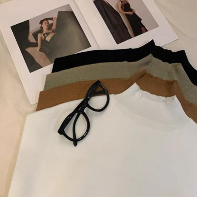 حار قصيرة الأكمام سترة قميص وبلوزات امرأة الوقوف ط...