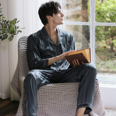 الرجال الربيع والخريف والصيف 100 منامة الحرير رقيق...