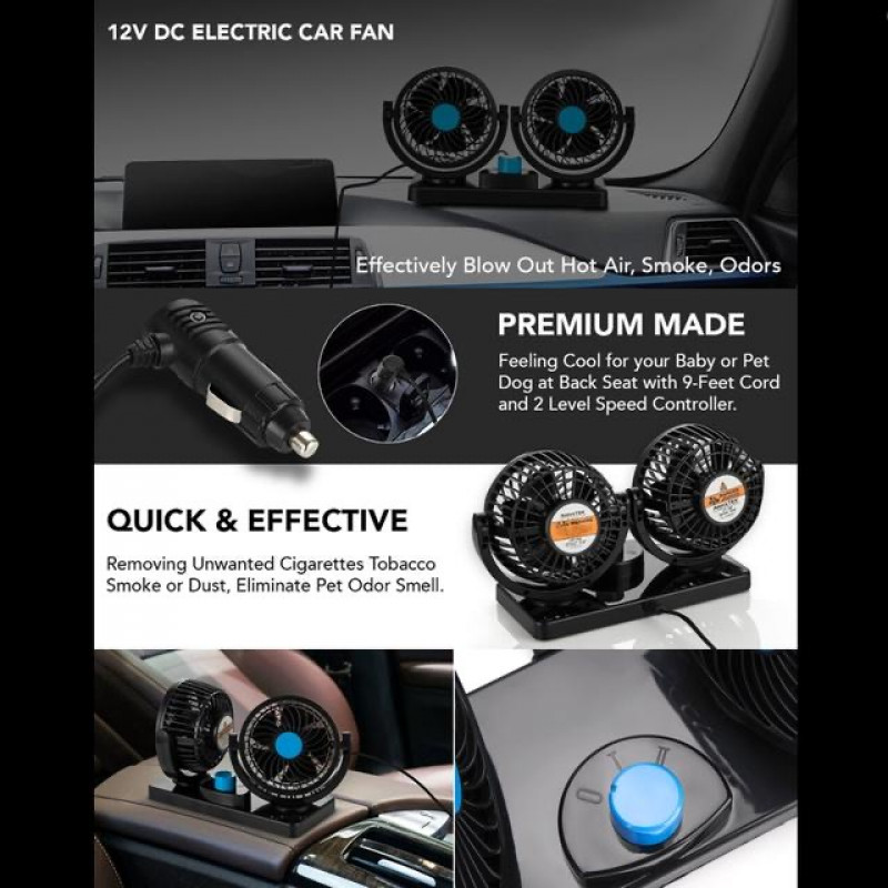 مروحة سيارة ذات رأسين تتحرك بزاوية 360 درجة