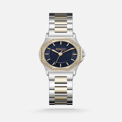 ساعة نسائيه ستيل بلون ذهبي وفضي