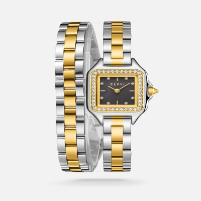 ساعة الفي نسائيه من الستيل بلون فضي وذهبي