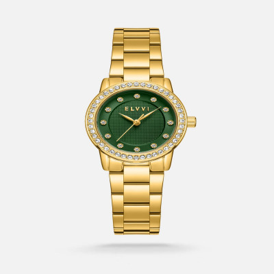 ساعة الفي نسائيه بسير ستيل باللون الذهبي