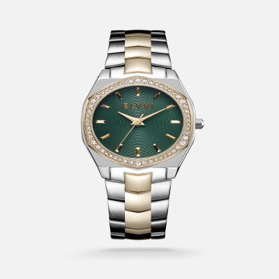 ساعة نسائيه ستيل بلون فضي وذهبي