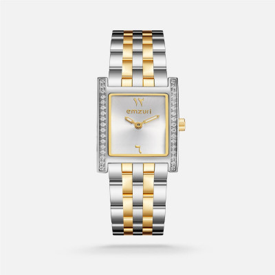 ساعة نسائيه ستيل بلون ذهبي وفضي